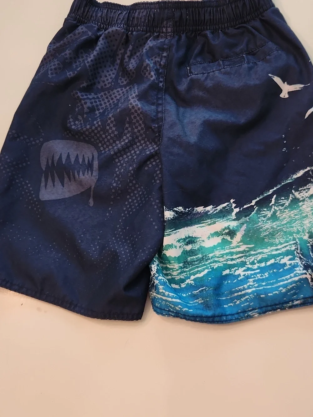 Old Navy Swim Trunks Boardshorts Blue Small 6 7 Shark Print
